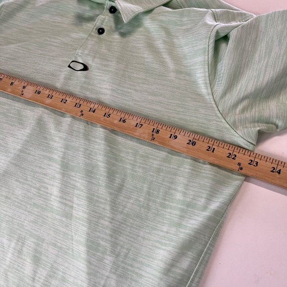 OAKLEY Stretch Performance Golf Polo Shirt Green Micro Stripe Men XL Tailor Fit - Picture 6 of 8